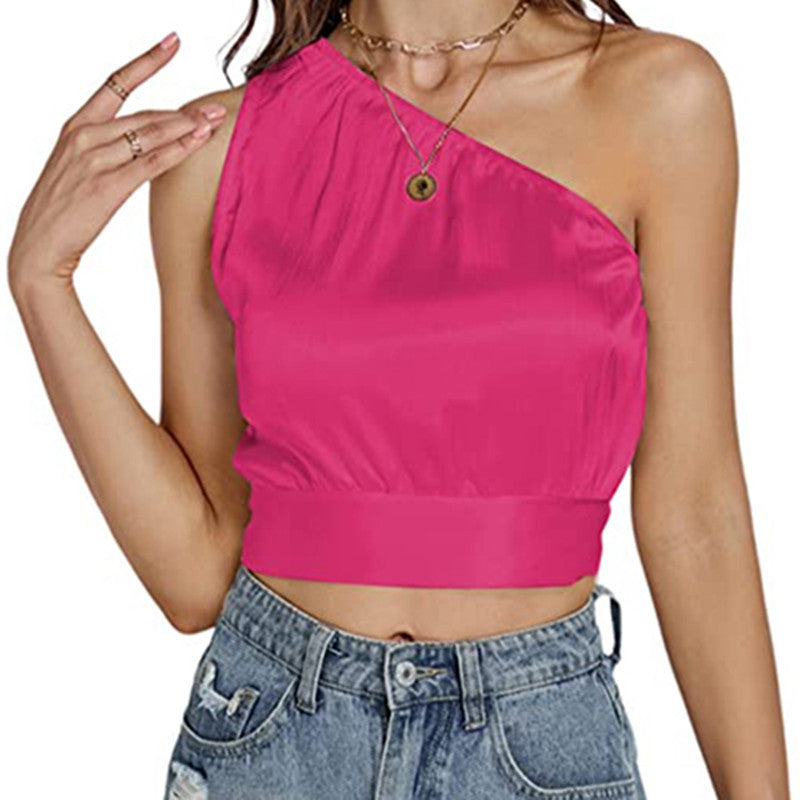 Dame En-sidet Crop-top med elastisk afslutning og smart design Stilla