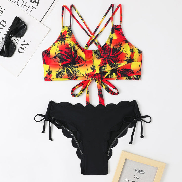 Dame bikini sæt med justerbar top og trendy flæser Stilla