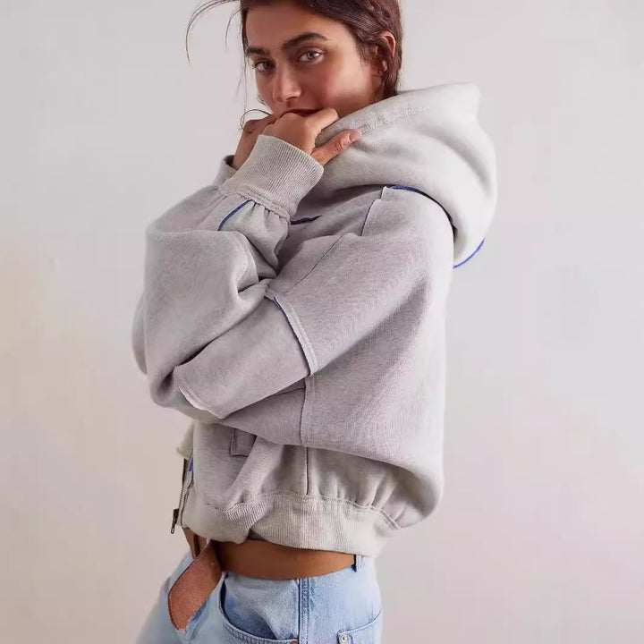 Dame afslappet hætte hoodie med moderne kontrastsyninger Stilla