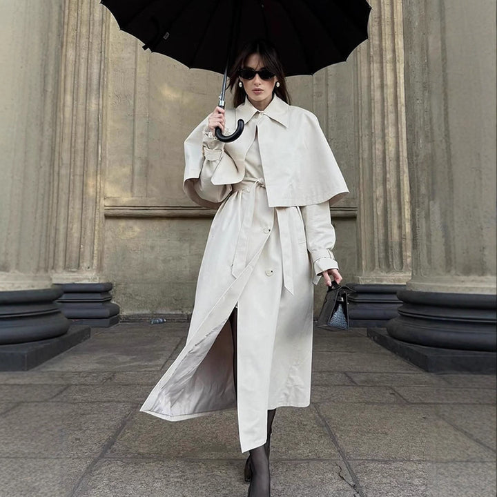 Damer elegant trenchcoat med innovativt cape-design Stilla