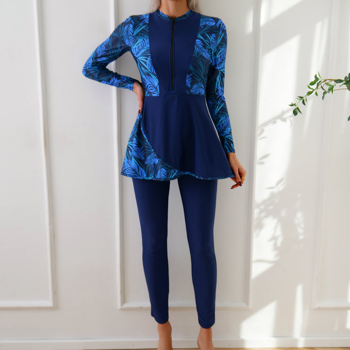 Damer Sporty Langærmet Badedragt med elegant Tunika-udseende Skovae