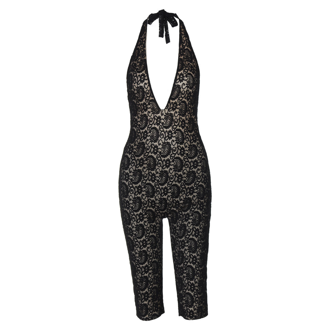 Dame Elegant Jumpsuit i eksklusiv blonde med dyb V-udskæring og tætsiddende pasform Stilla