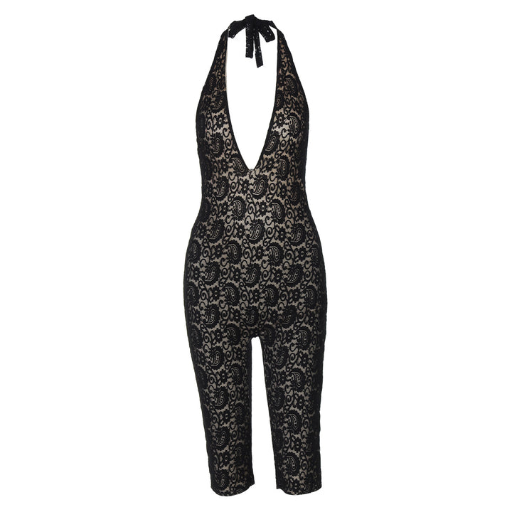 Dame Elegant Jumpsuit i eksklusiv blonde med dyb V-udskæring og tætsiddende pasform Stilla