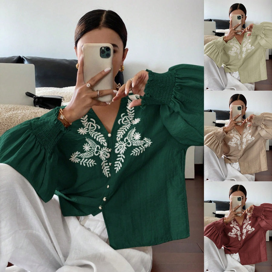 Dame Tops med broderidetaljer Stilla