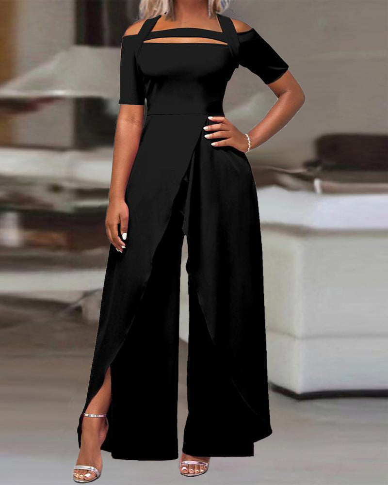 Dame elegant jumpsuit med åbne skuldre og moderne cut-out detaljer Stilla