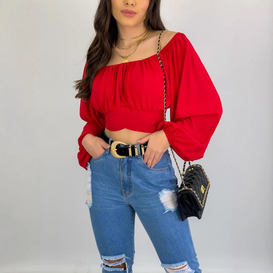 Damer Off-Shoulder Bluse med voluminøse ærmer Stilla