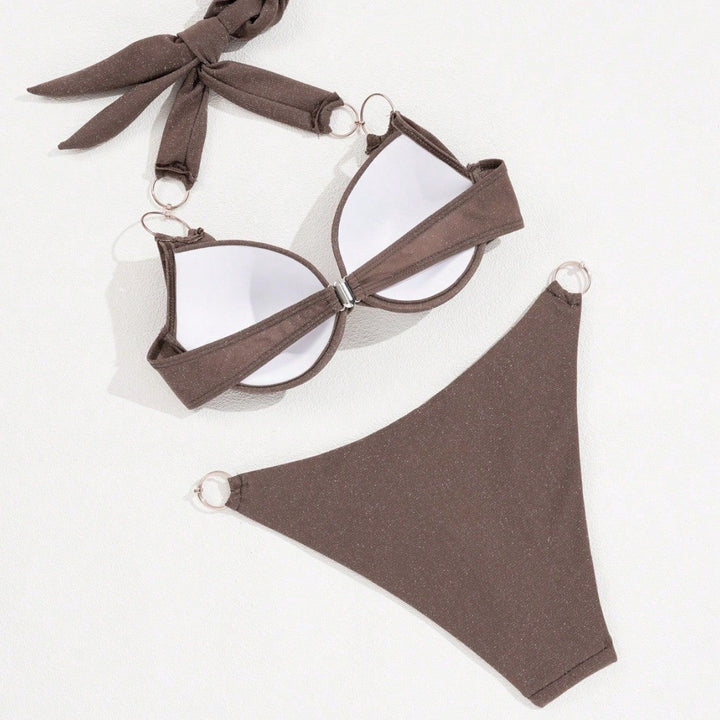 Dame Triangel-Bikini med gyldne ringdetaljer Skovae