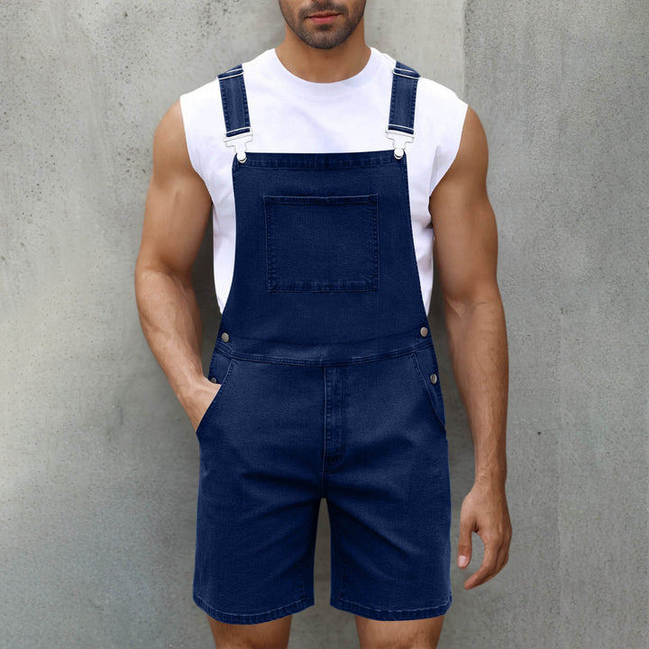 Herrer Denim-Latzshorts med moderne lommer og justerbare stropper Skovae