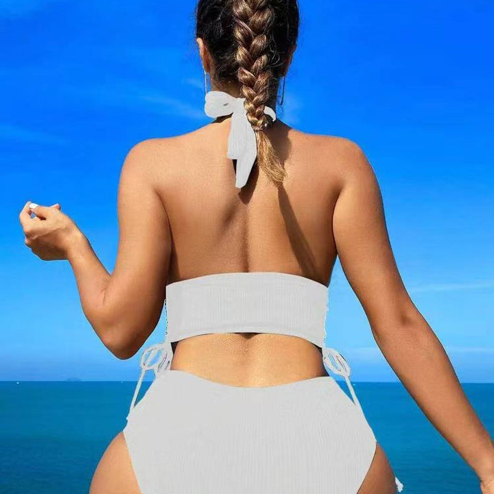 Dame Bikini-sæt med justerbar halterneck og høj benudskæring Skovae
