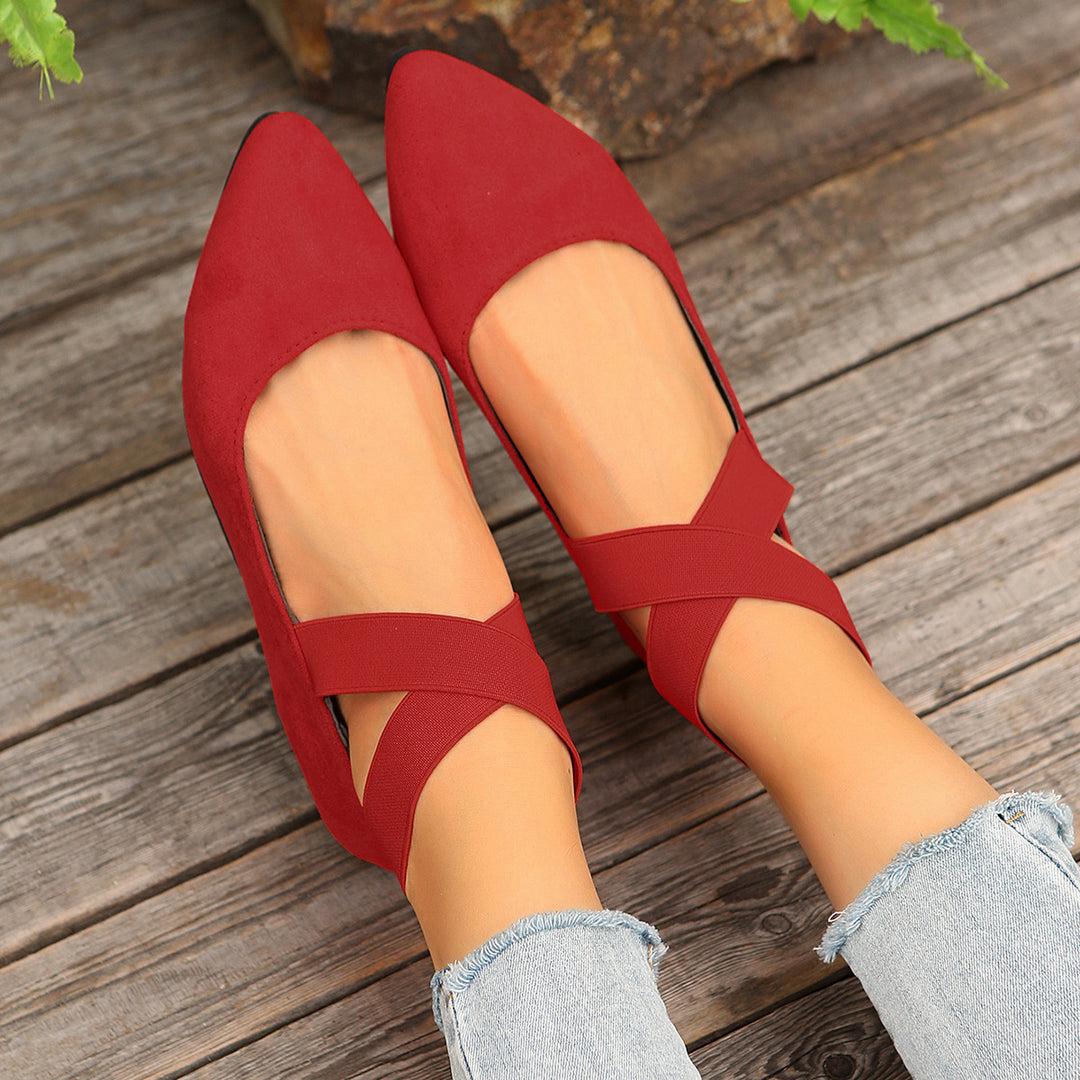 Dame elegante Ballerinas med elastiske krydsremme og komfortabel fodseng design Stilla