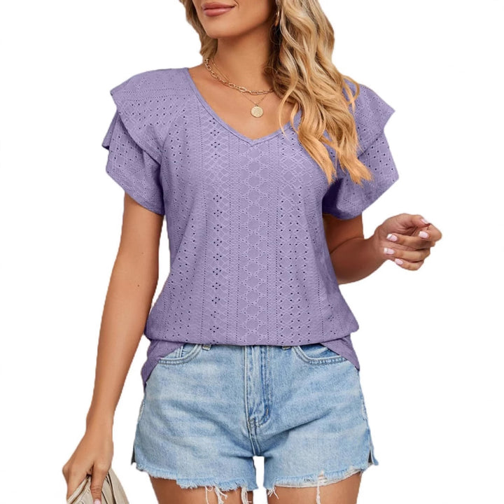Dame Broderie Anglaise V-Udskæring Top Stilla