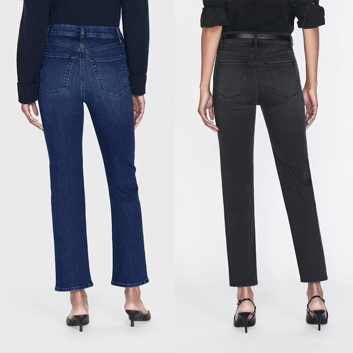 Dame klassiske, figursyede denim-bukser med høj talje og minimalistiske detaljer Stilla