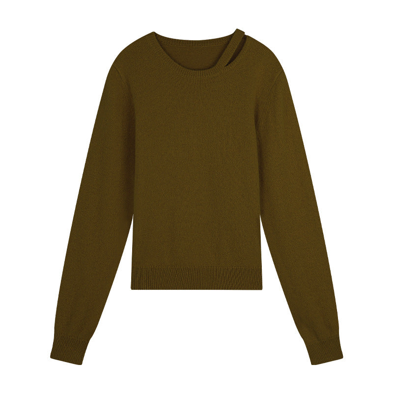 Dame elegant strikpullover med asymmetrisk detalje og blødt materiale Stilla