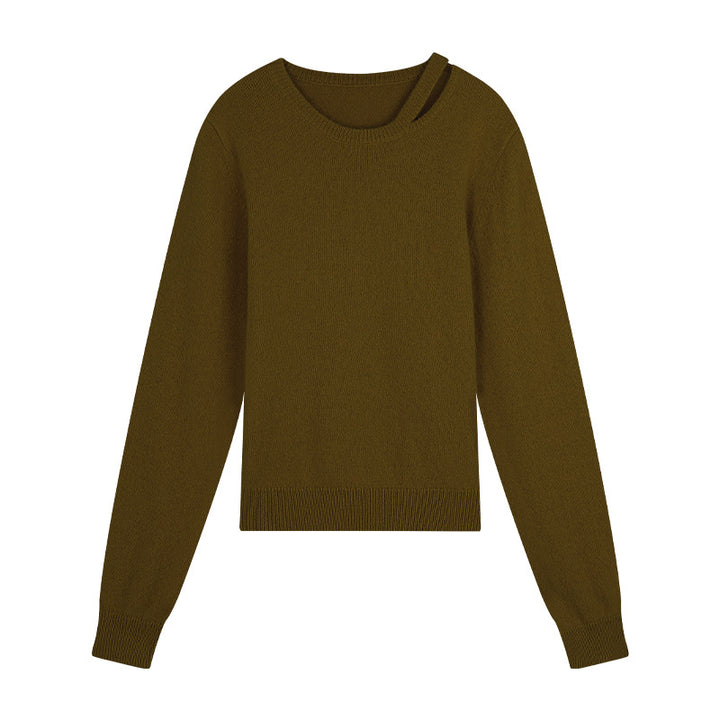 Dame elegant strikpullover med asymmetrisk detalje og blødt materiale Stilla