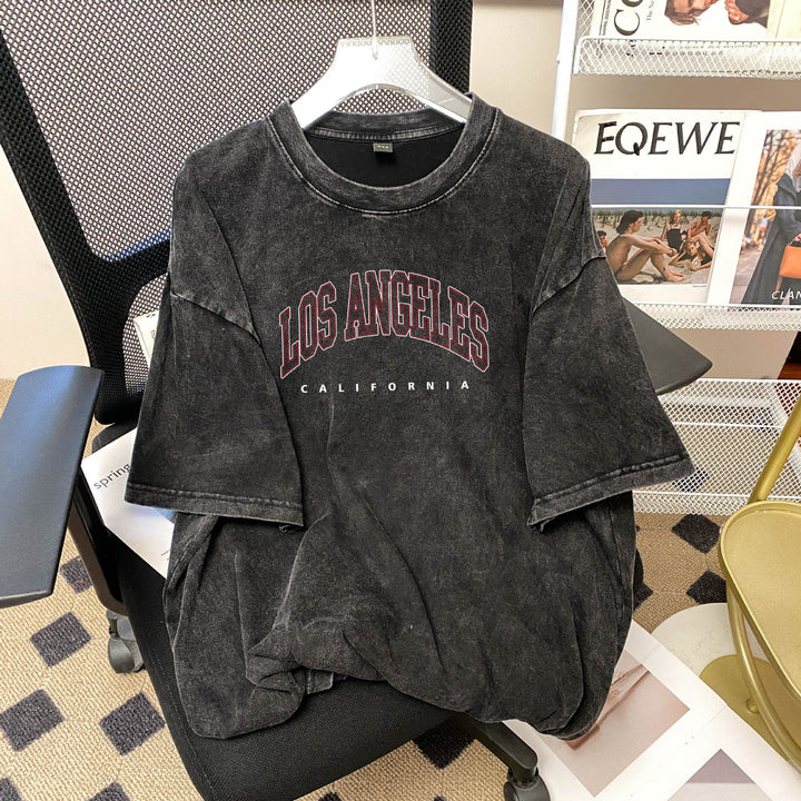 Dame Oversized T-shirt med Los Angeles tryk Stilla