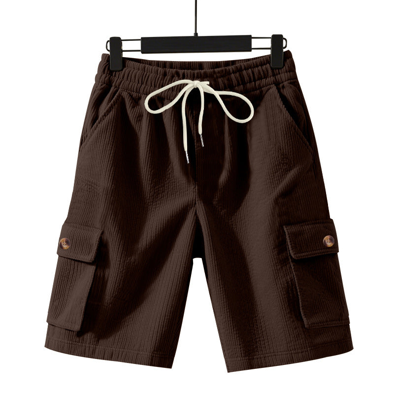 Herren nan Cord-Cargo-Shorts med elastisk tunnelstræk, påsyede cargolommer og blød bomuldsblanding Skovae