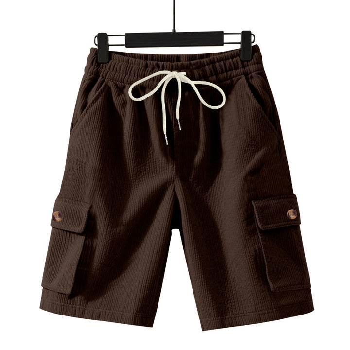 Herren nan Cord-Cargo-Shorts med elastisk tunnelstræk, påsyede cargolommer og blød bomuldsblanding Skovae