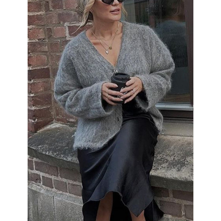 Dame afslappet strik cardigans med oversized snit og knapdetaljer Stilla