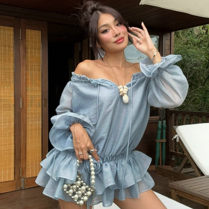 Damebluse i Off-Shoulder stil med ruffledetaljer Stilla