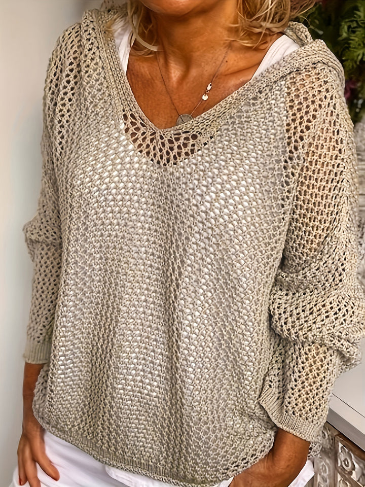Femme let strikpullover hoodie Stilla