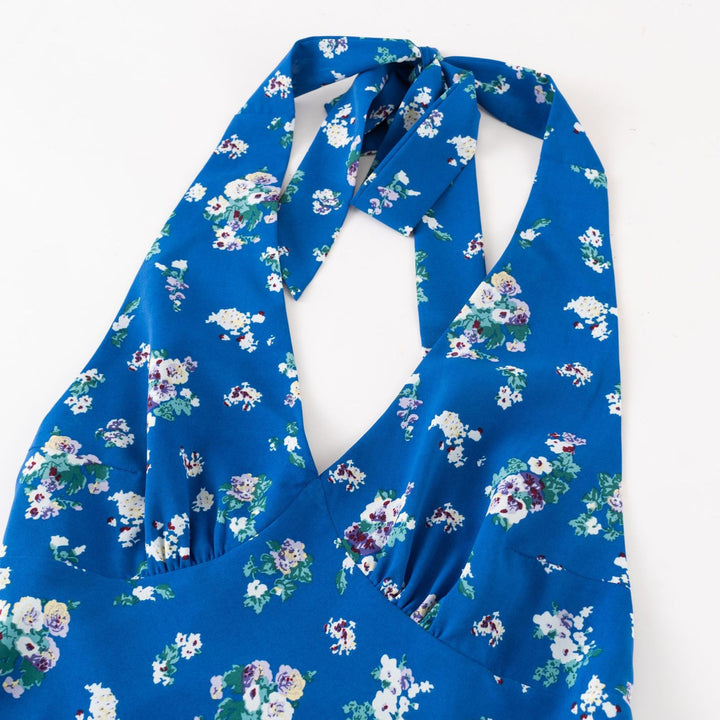 Dame spaghetti-strop kjole med blomsterdesign og justerbar talje snøre Stilla