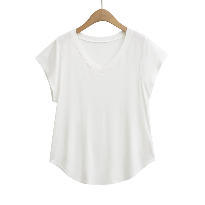 Damer V-hals Casual T-shirt med afslappet pasform og elastisk materiale Stilla