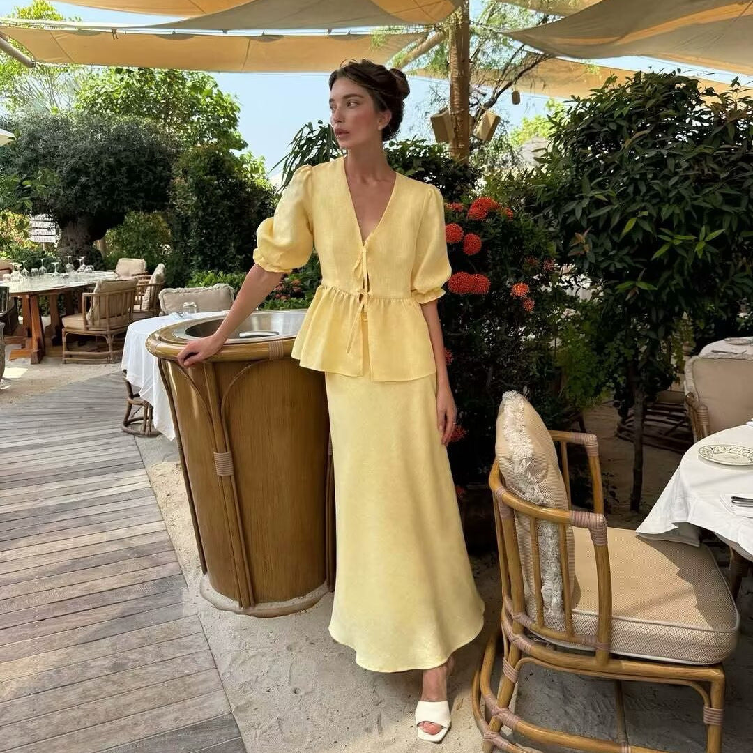 Dame elegant nederdel med flydende snit og lynlås Stilla