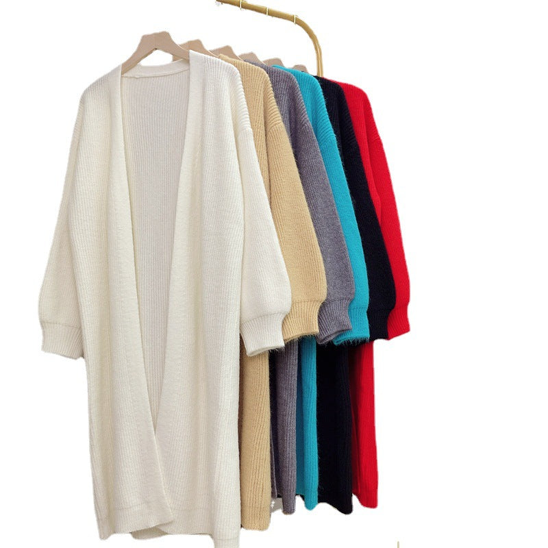Dame Langærmet Strikket Cardigan med Blødt og Voluminøst Materiale Stilla