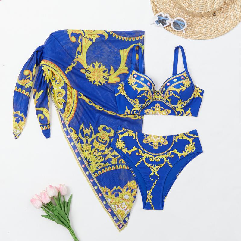 Dame Bikini-top med elegant polstret design og afslappet indpakningsskørt Stilla