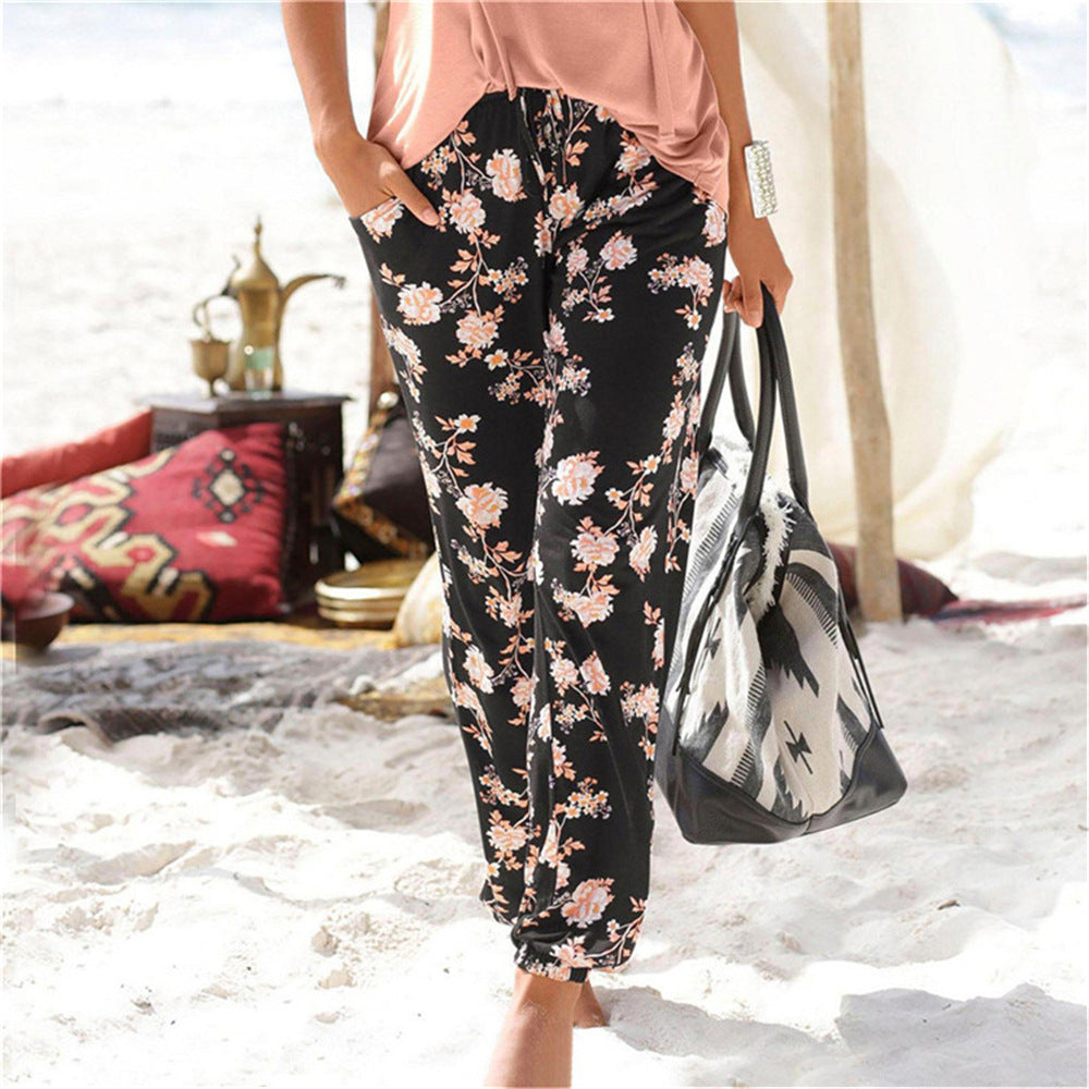 Dame let Jersey-bukser med blomsterprint Stilla
