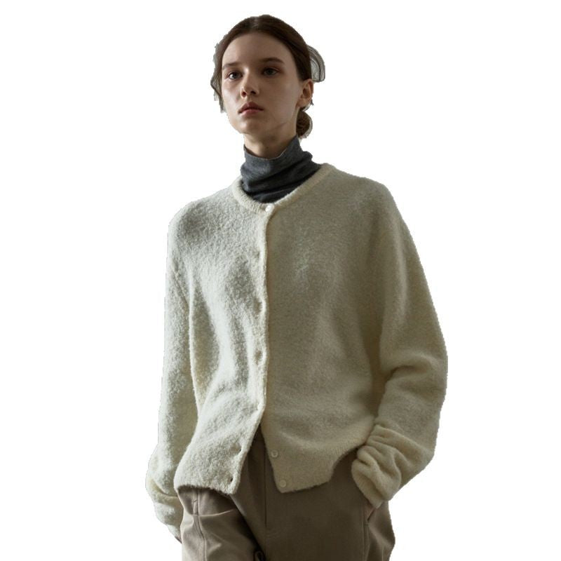 Dame blød cardigan med knapliste Stilla