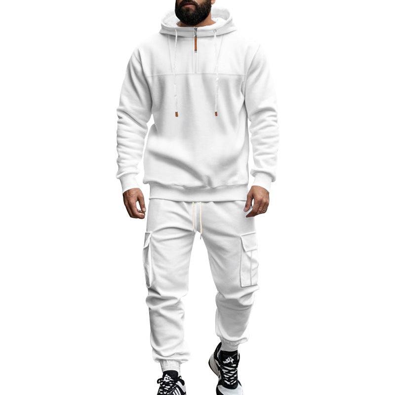 Herrer komfortabel Hoodie- og joggedragt med praktiske cargo-lommer og høj krave Stilla