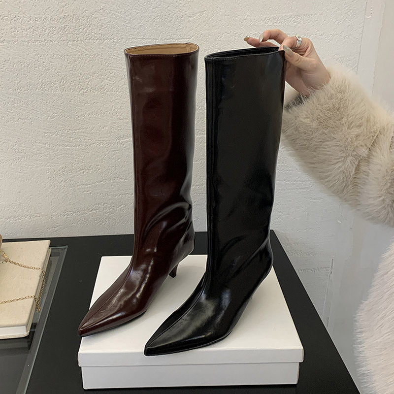 Dame Højhælede Støvler med spids Tåområde og elegant Design Stilla