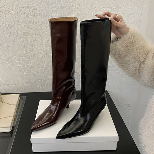 Dame Højhælede Støvler med spids Tåområde og elegant Design Stilla