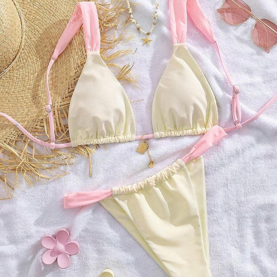 Dame Triangel-Bikini-Sæt med justerbare stropper og elegante accenter Stilla