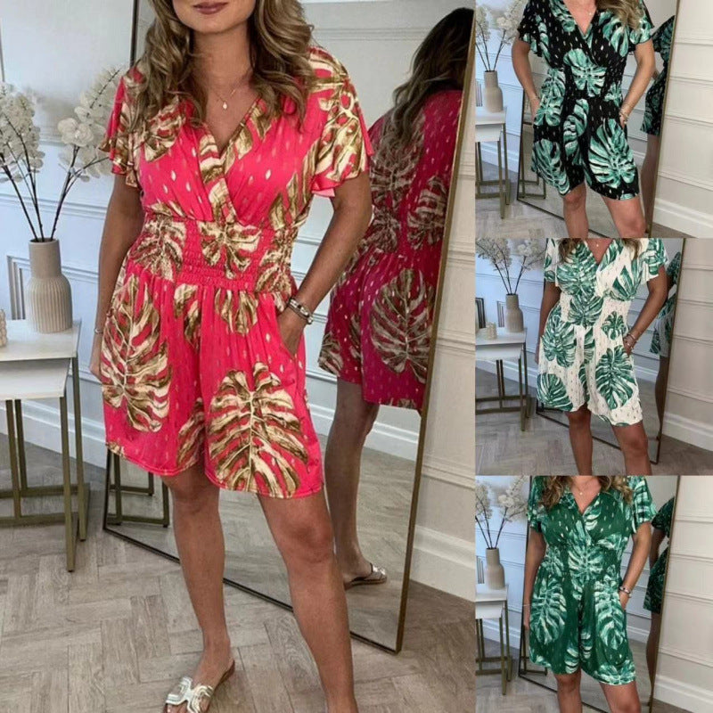 Dame Tropical Print Wrap Jumpsuit Stilla