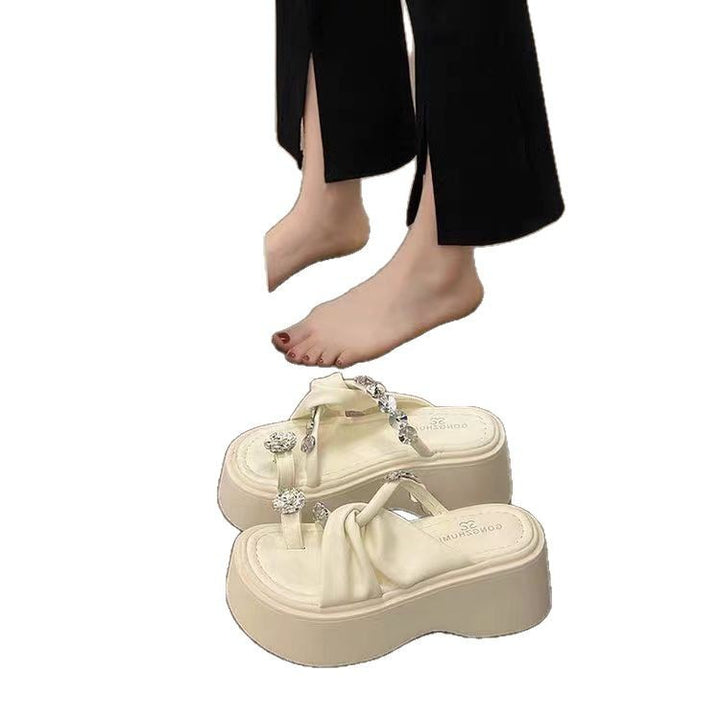 Dame Plateau-sandaletter med fashionabel knude-design og funkende applikationer Stilla