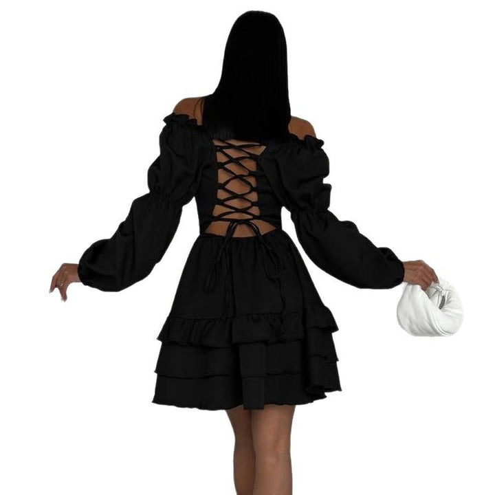 Dame Legende Ruffle detaljer Off-Shoulder Kjole Stilla