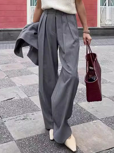 Dame vidde høj talje bukser lavet af fint stof med elegante folder Stilla
