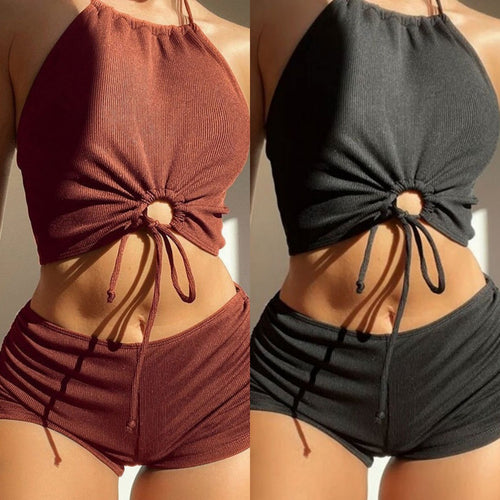 Dame bikini med højhævet top og justerbare shorts Stilla
