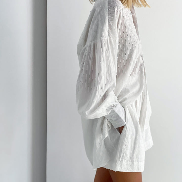 Dame løs bluse med struktureret design Stilla