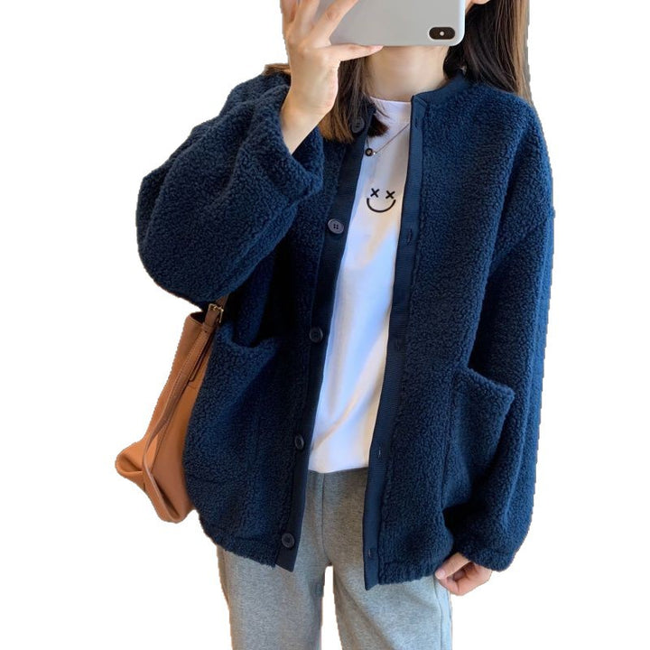 Kvindernes fluffy oversized jakke med store lommer