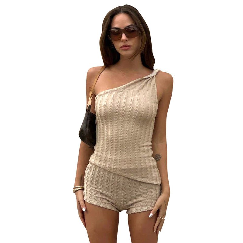Femme Asymmetrisk Strik-Overall Stilla