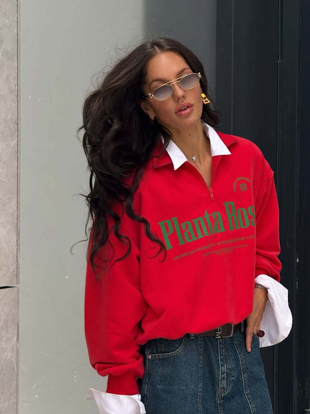 Dame sporty oversized sweater med krave Stilla