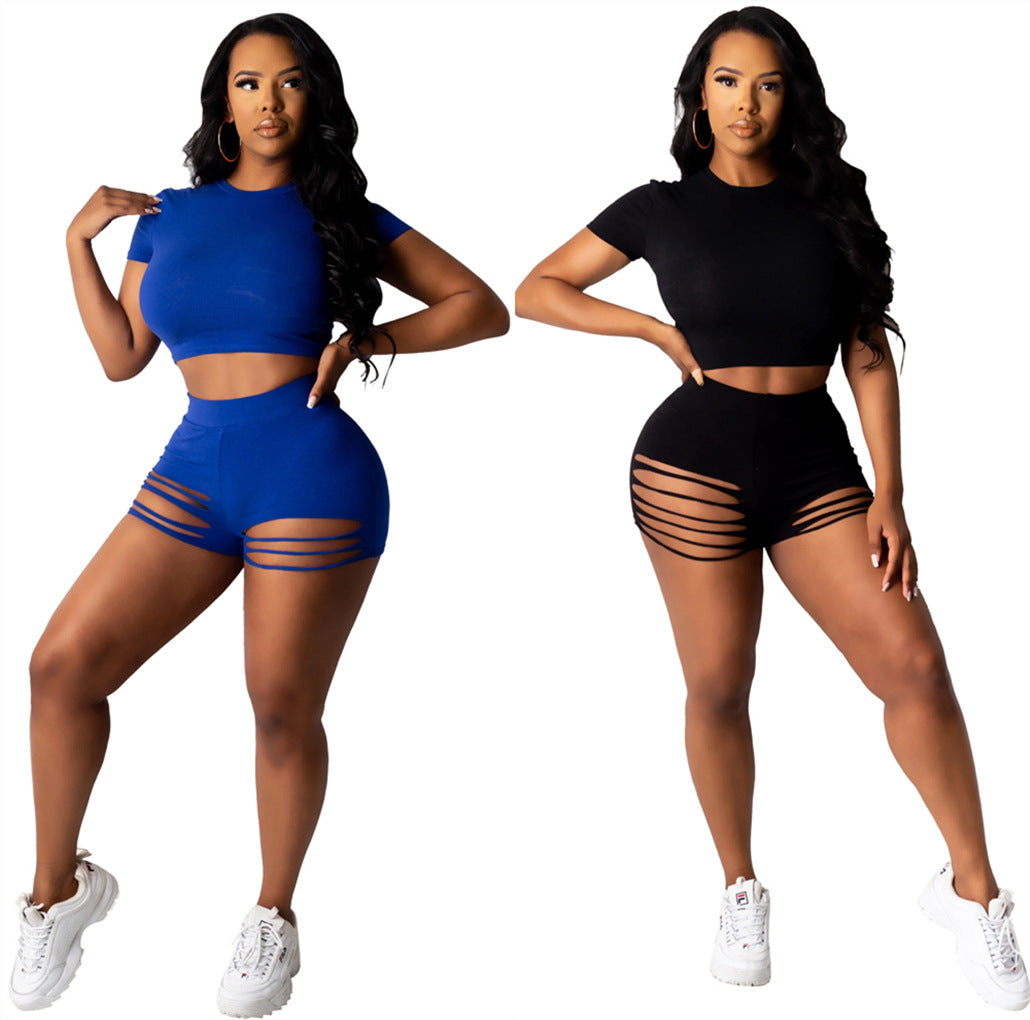 Dame Sports Crop-Top og Shorts med Cut-Out-detaljer Stilla