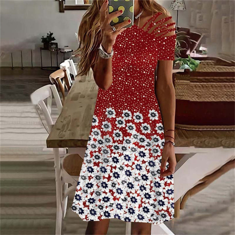 Dame Floral Print Høj-Lav Kjole Stilla