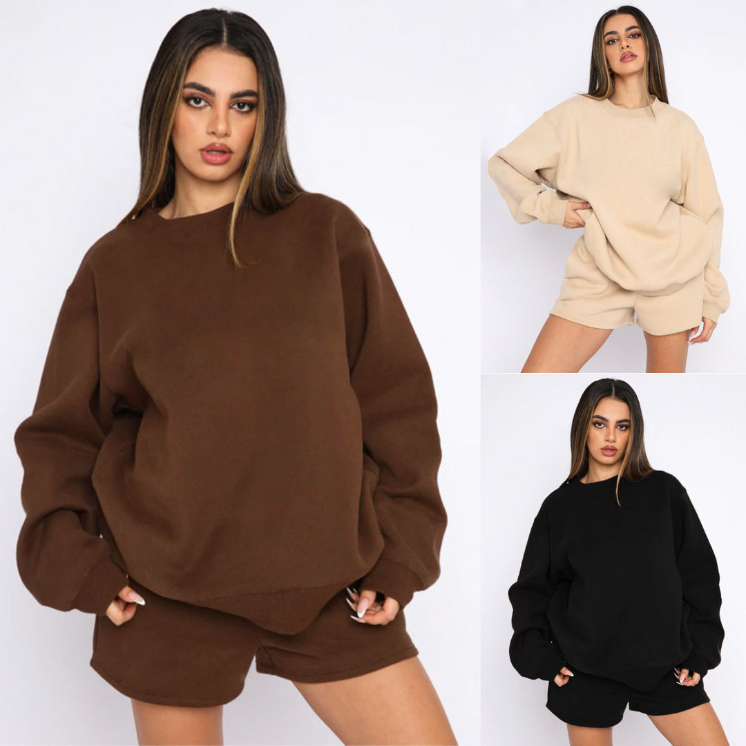 Kvinders Casual Sweater og Shorts Sæt Skovae