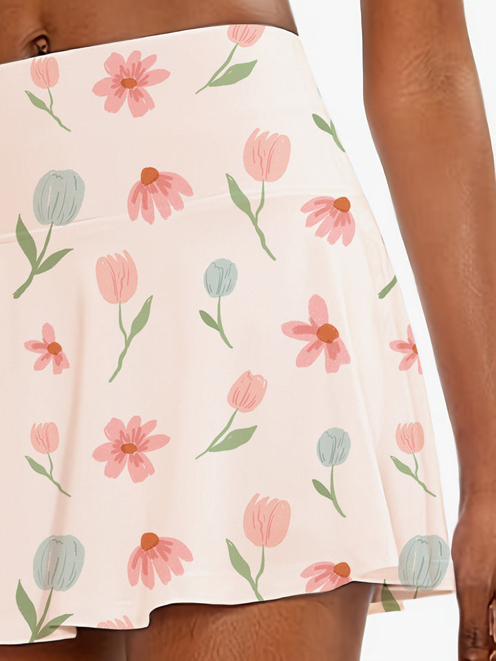 Kvinder Aktive Blomster Skort med Skjulte Lommer Stilla