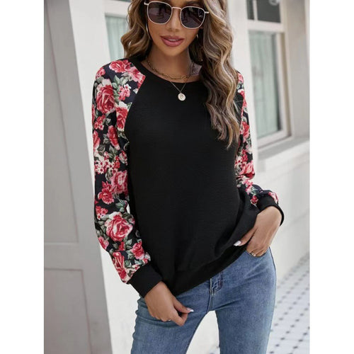 Dame sweatshirt med floral ærmedesign Stilla