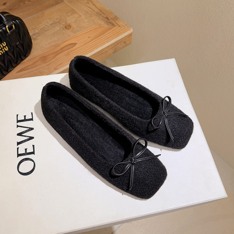 Dame Ballerinas med blødt fleecefor og klassisk sløjfedetalje Stilla